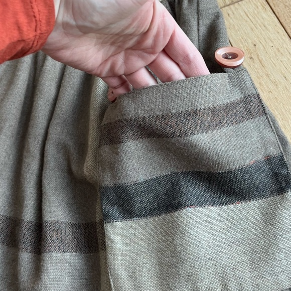 Vintage Sears Canada Junior Bazaar Plaid Skirt 70s A-Line Wool midi pockets - Picture 3 of 9